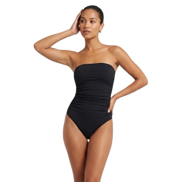 Shade Shore Other - Shade Shore Black Strapless Ruched Tummy Control One-Piece Swimsuit Large